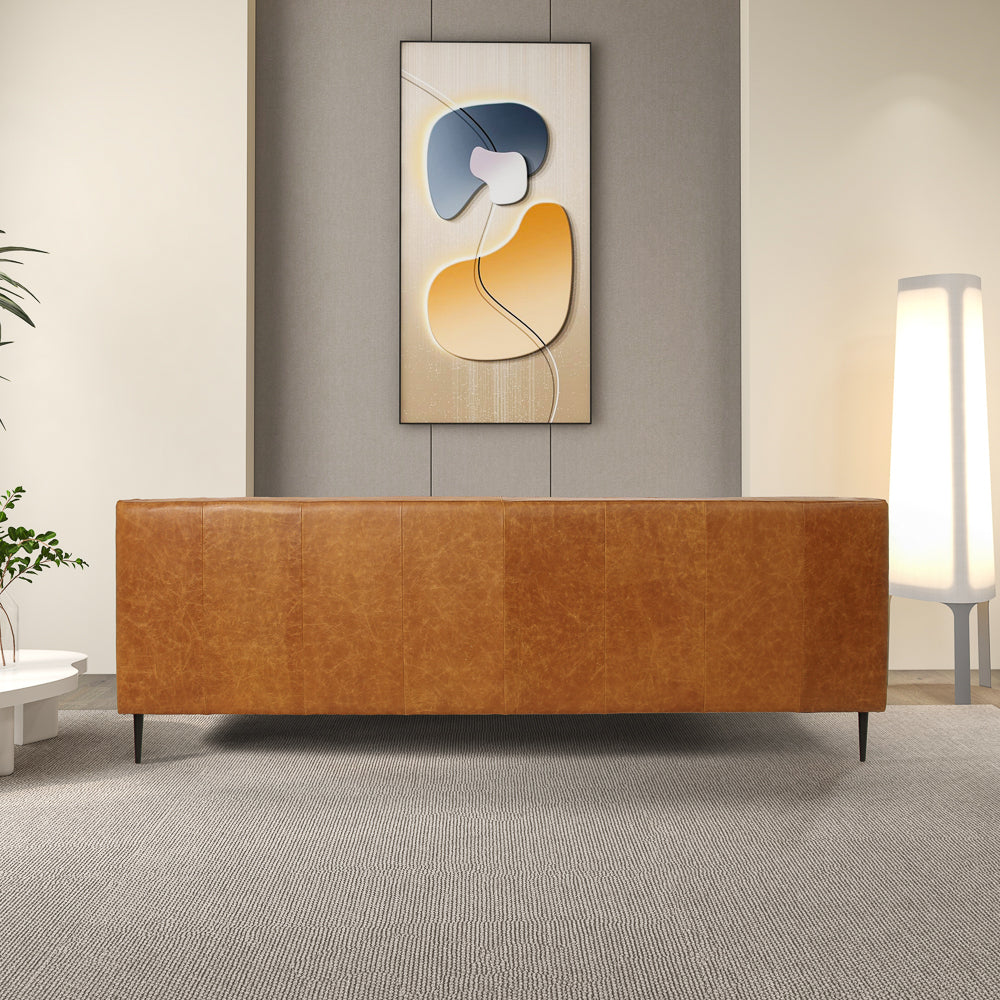 Rowland Waxy Cognac Leather Sofa - MidinMod