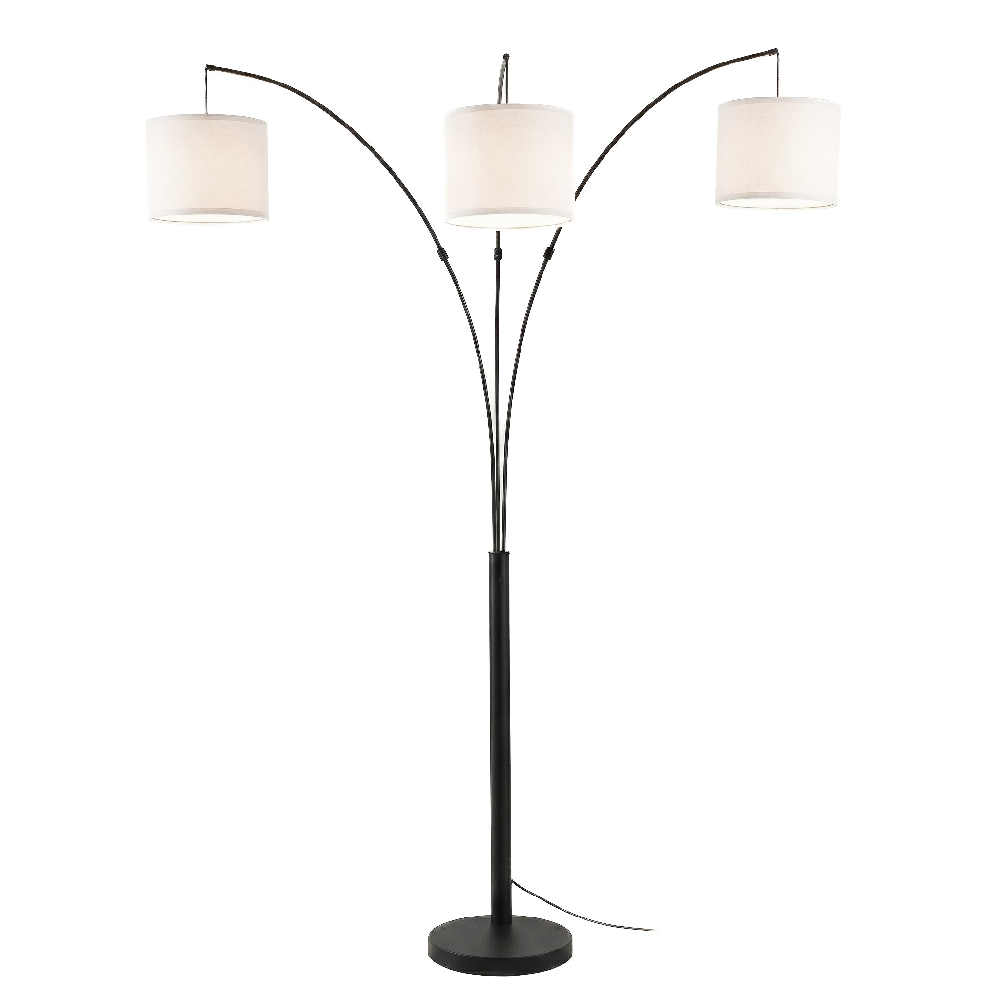 Royal 3-Arm Metal Arc Floor Lamp in Oil-Rubbed Bronze with Linen Shade | MidinMod