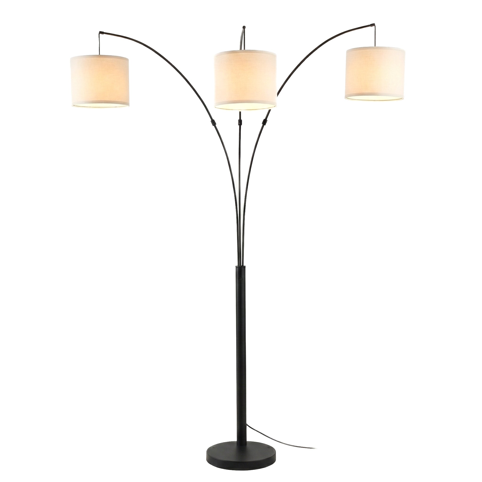Royal 3-Arm Metal Arc Floor Lamp in Oil-Rubbed Bronze with Linen Shade | MidinMod