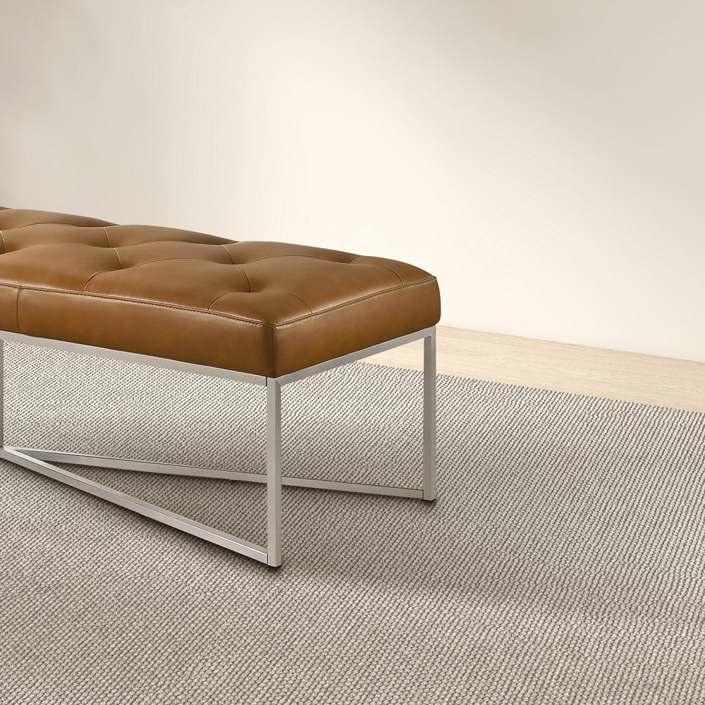 Salado Tan Leather Bench - MidinMod