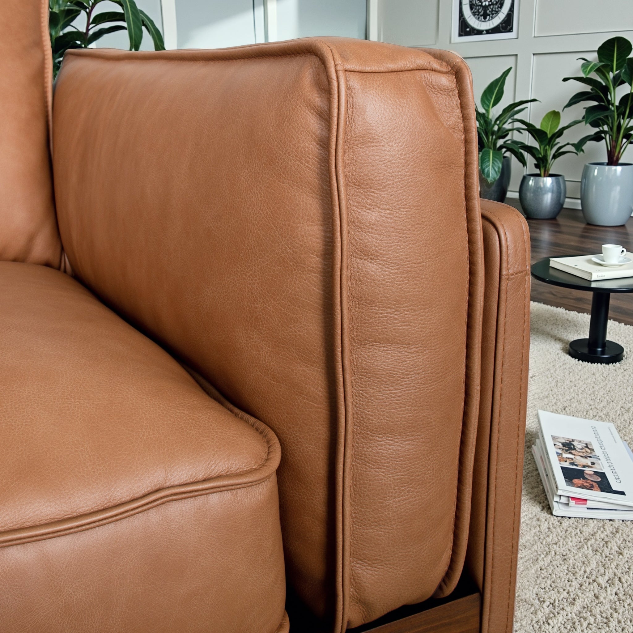 Savana Mid-Century Modern Cognac Leather Sofa - MidinMod