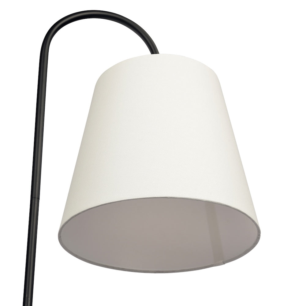 Seoul Black Floor Lamp with Rotary Switch Wood Table Metal Base