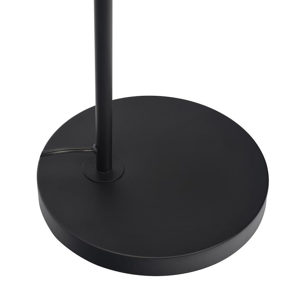 Seoul Black Floor Lamp with Rotary Switch Wood Table Metal Base