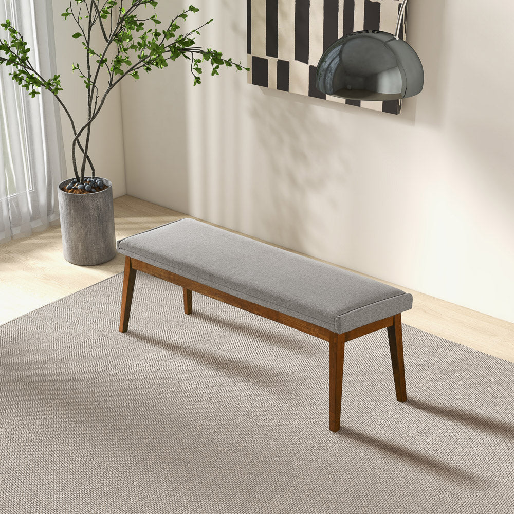 Sette Grey Linen Structured Weaving Fabric Bench - MidinMod