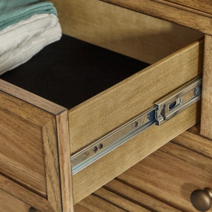 Sharlance 9-Drawer Dresser in Light Brown Hickory Wood | MidinMod