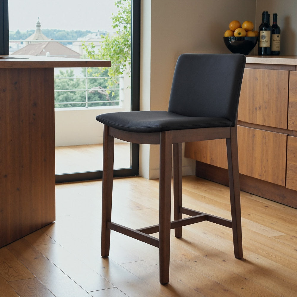 Sheldon Black Leather Counter Chair - MidinMod