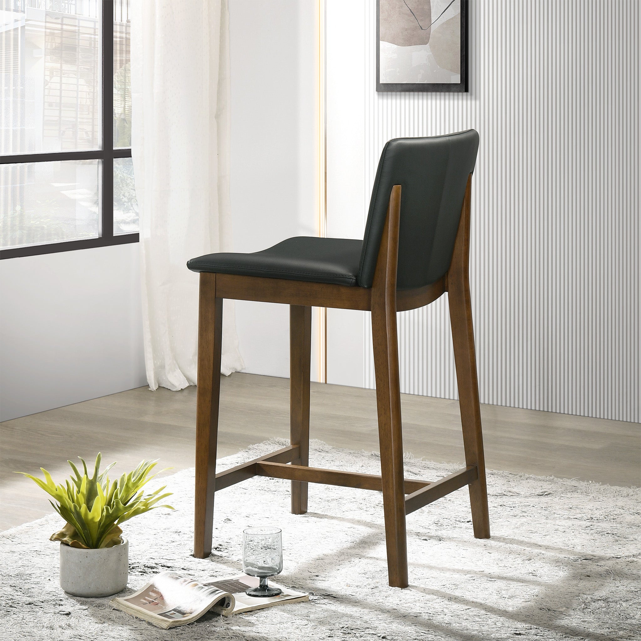 Sheldon Black Leather Counter Chair - MidinMod