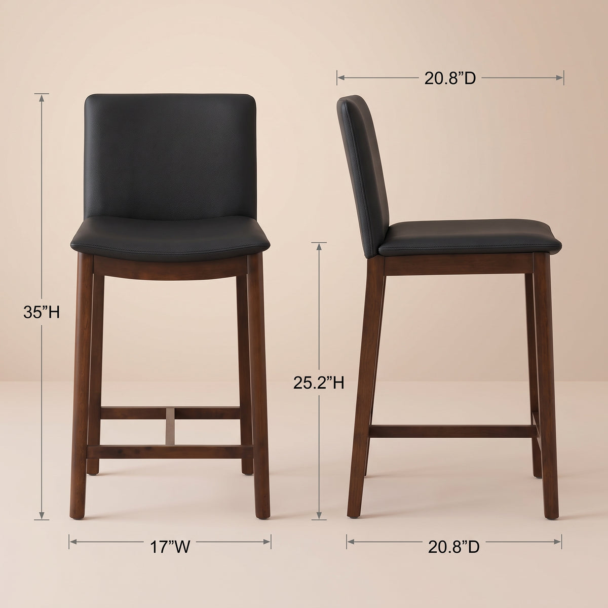 Sheldon Black Leather Counter Chair - MidinMod