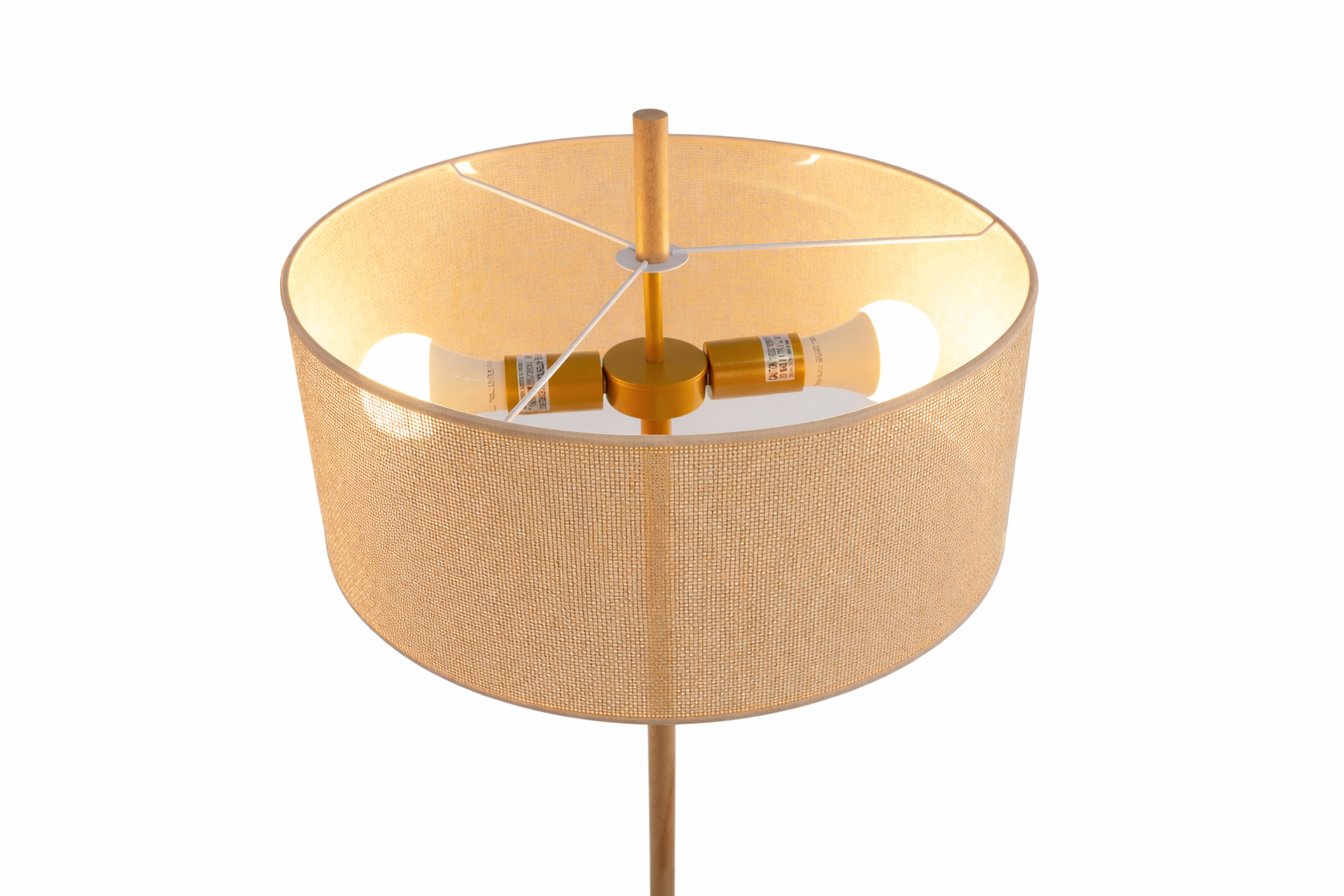 Shimmer Oak and Natural Floor Lamp with Paper Rattan Weave Shade | MidinMod