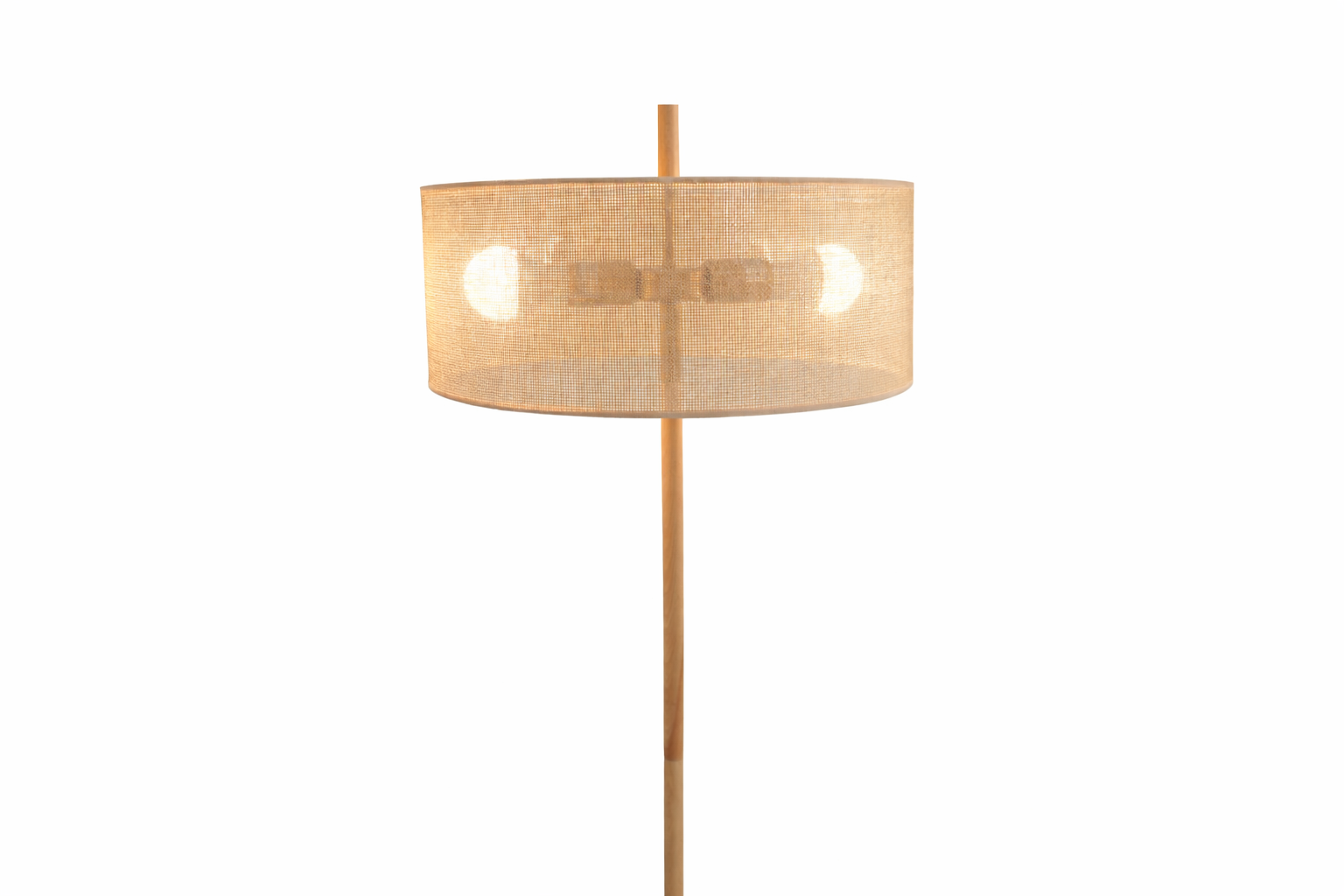 Shimmer Oak and Natural Floor Lamp with Paper Rattan Weave Shade | MidinMod