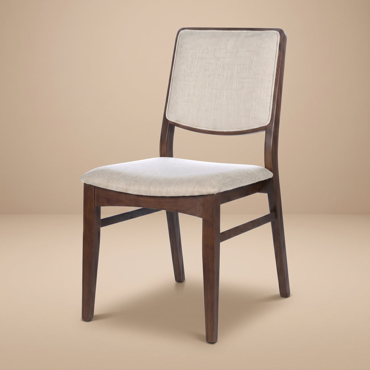 Sidera Japandi Solid Wood & Beige Fabric Dining Chair Set | MidinMod