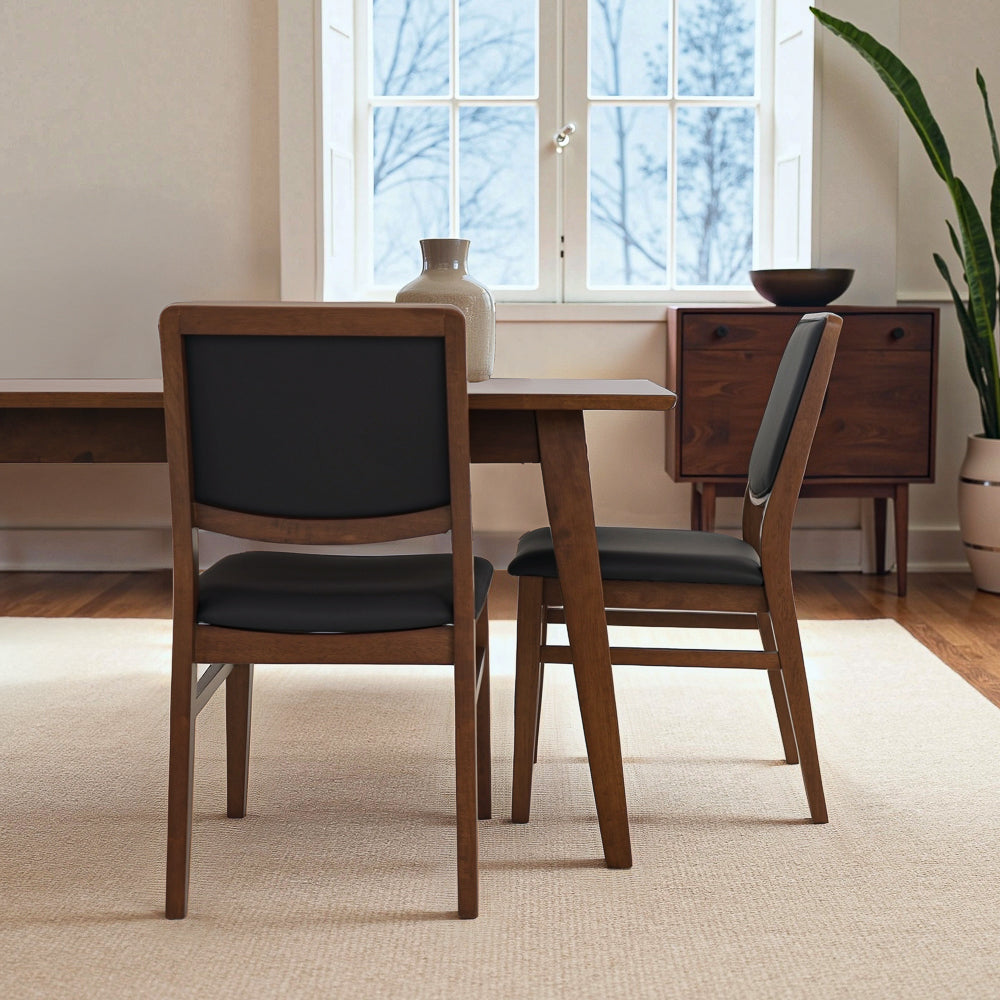 Sidera Black Vegan Leather Dining Chair Set - MidinMod