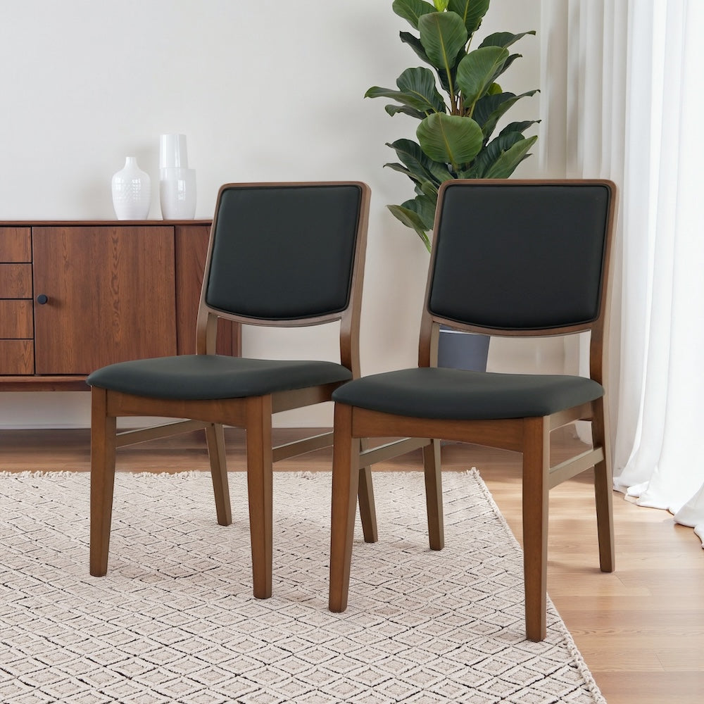 Sidera Black Vegan Leather Dining Chair Set - MidinMod