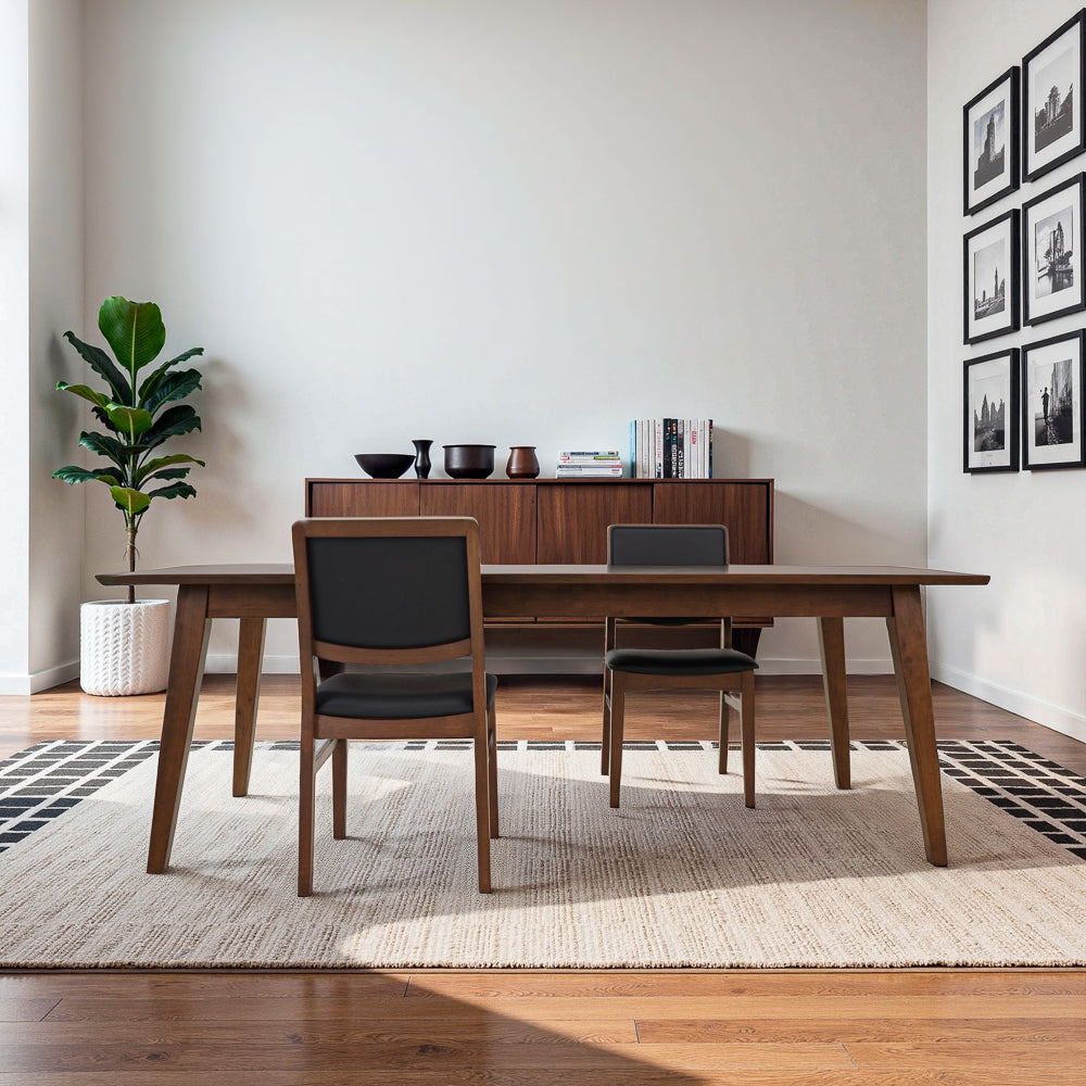 Sidera Black Vegan Leather Dining Chair Set - MidinMod