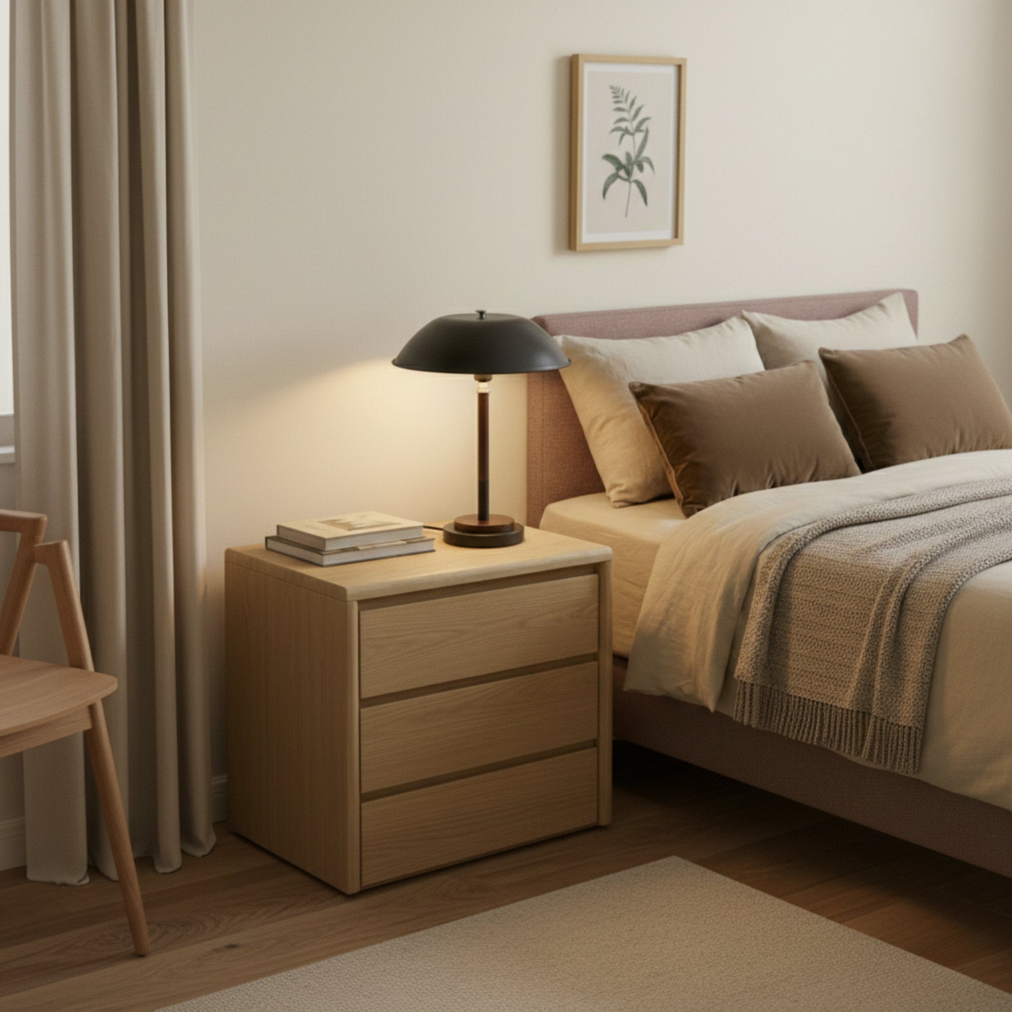 Sirius Black Umbrella Table Lamp with Walnut Wood Base | MidinMod