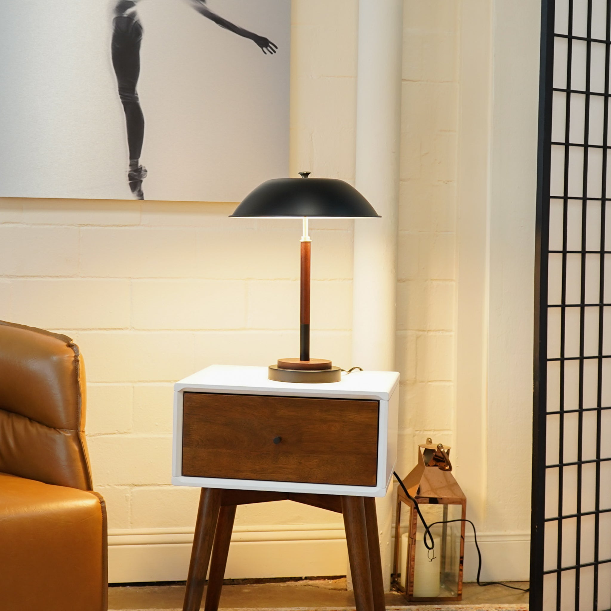 Sirius Black Umbrella Shaped Table Lamp - Walnut - Bronze
