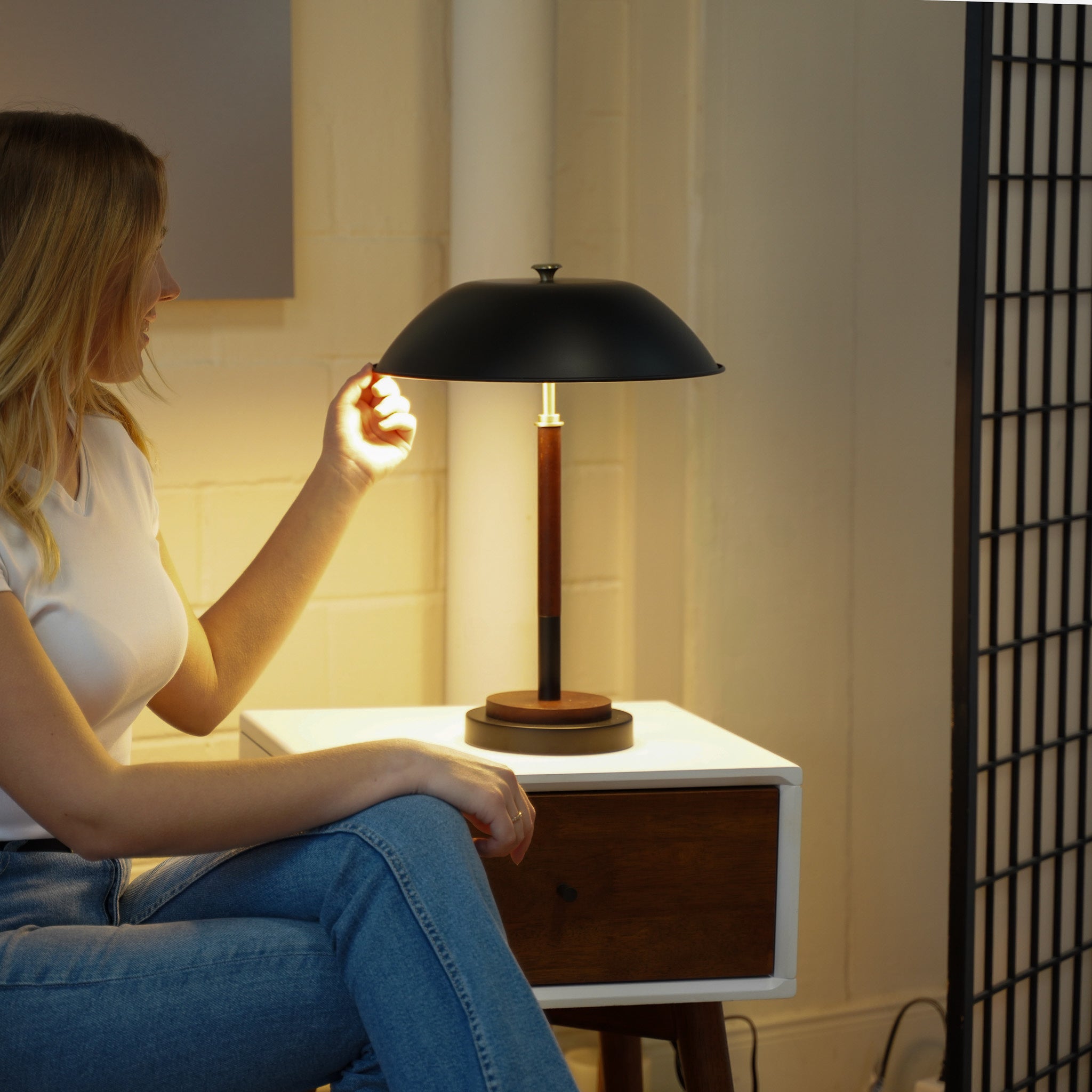 Solstice Table Lamp - Black outer - Gold inner