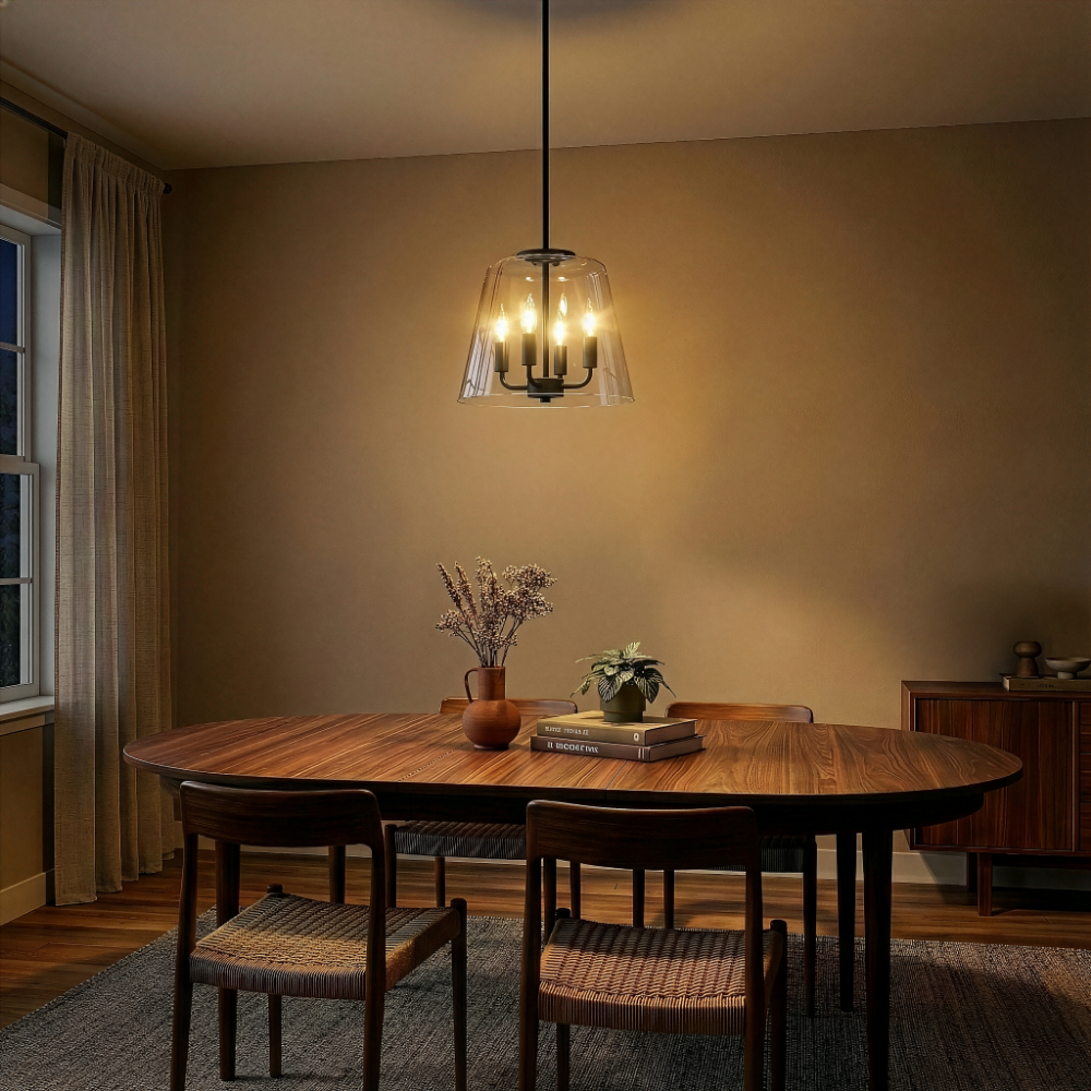 Soiree 4-Light Candle Pendant | Sleek Black Finish | MidinMod