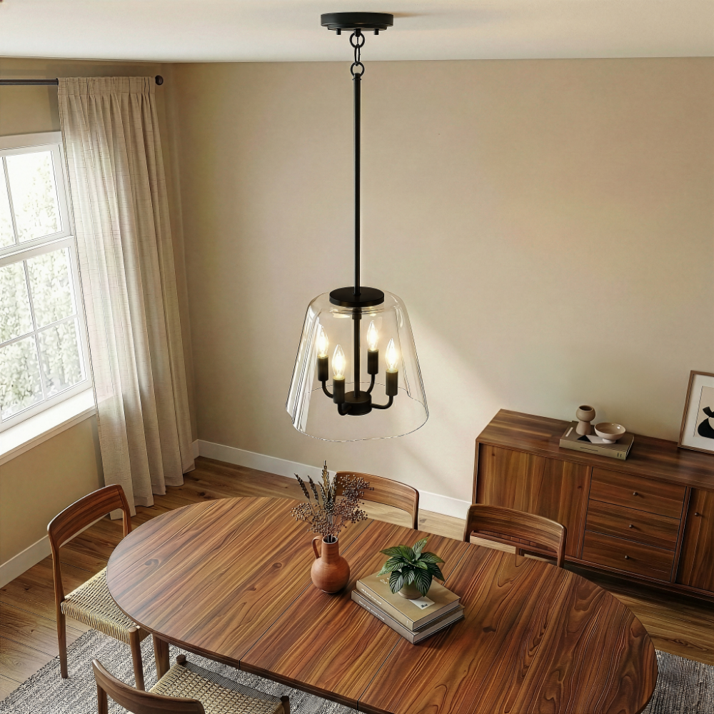 Soiree 4-Light Candle Pendant | Sleek Black Finish | MidinMod