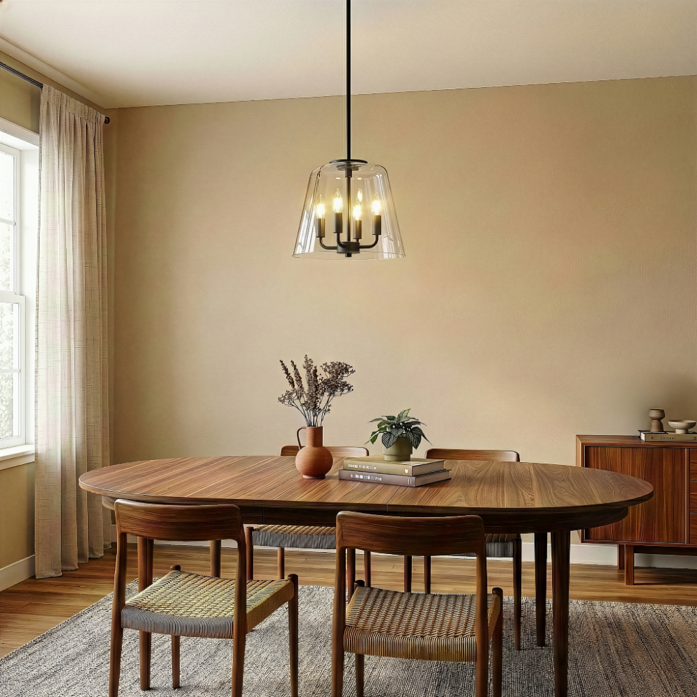 Soiree 4-Light Candle Pendant | Sleek Black Finish | MidinMod