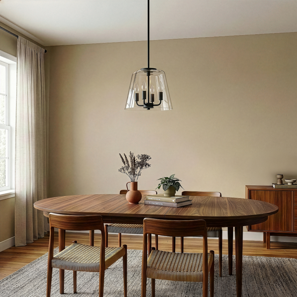Soiree 4-Light Candle Pendant | Sleek Black Finish | MidinMod