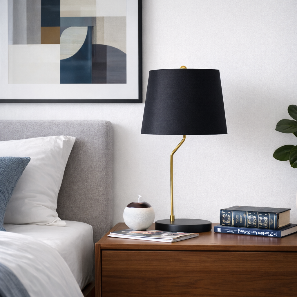 Solstice Black & Gold Cone Table Lamp - Modern Metal Lighting | MidinMod