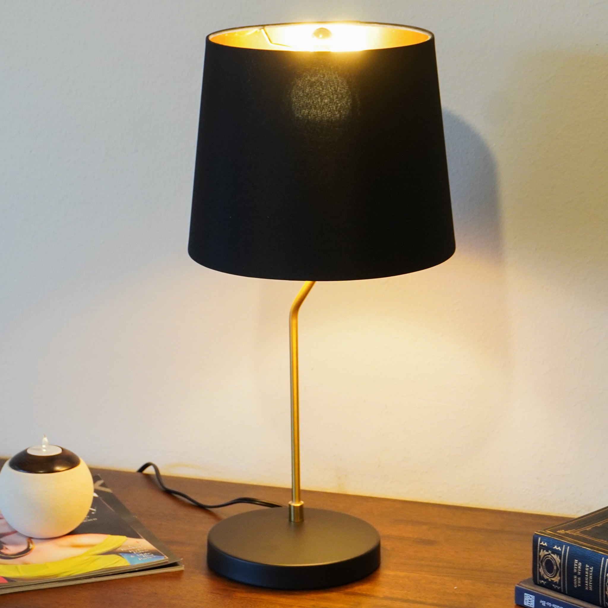 Solstice Table Lamp - Black outer - Gold inner