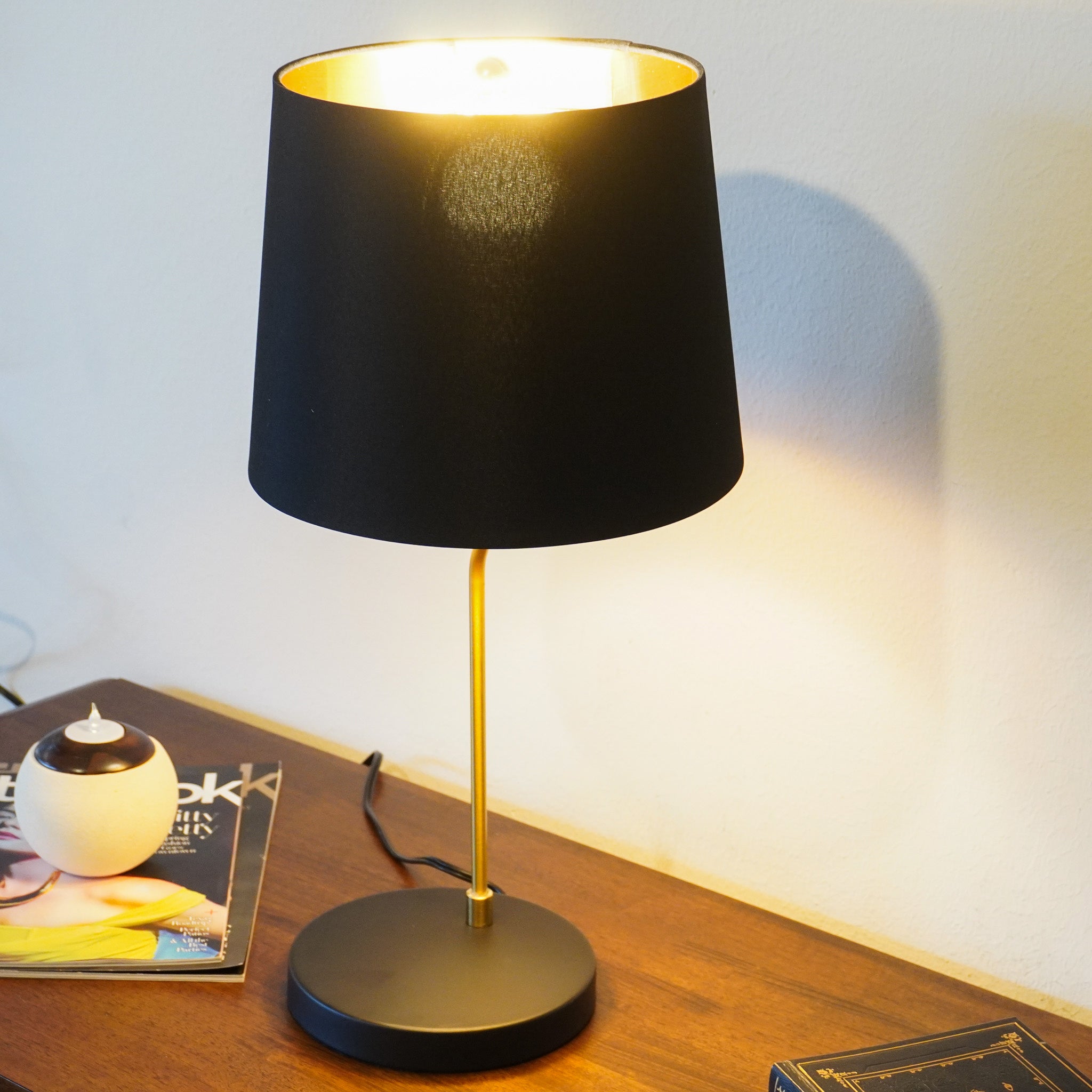 Solstice Table Lamp - Black outer - Gold inner