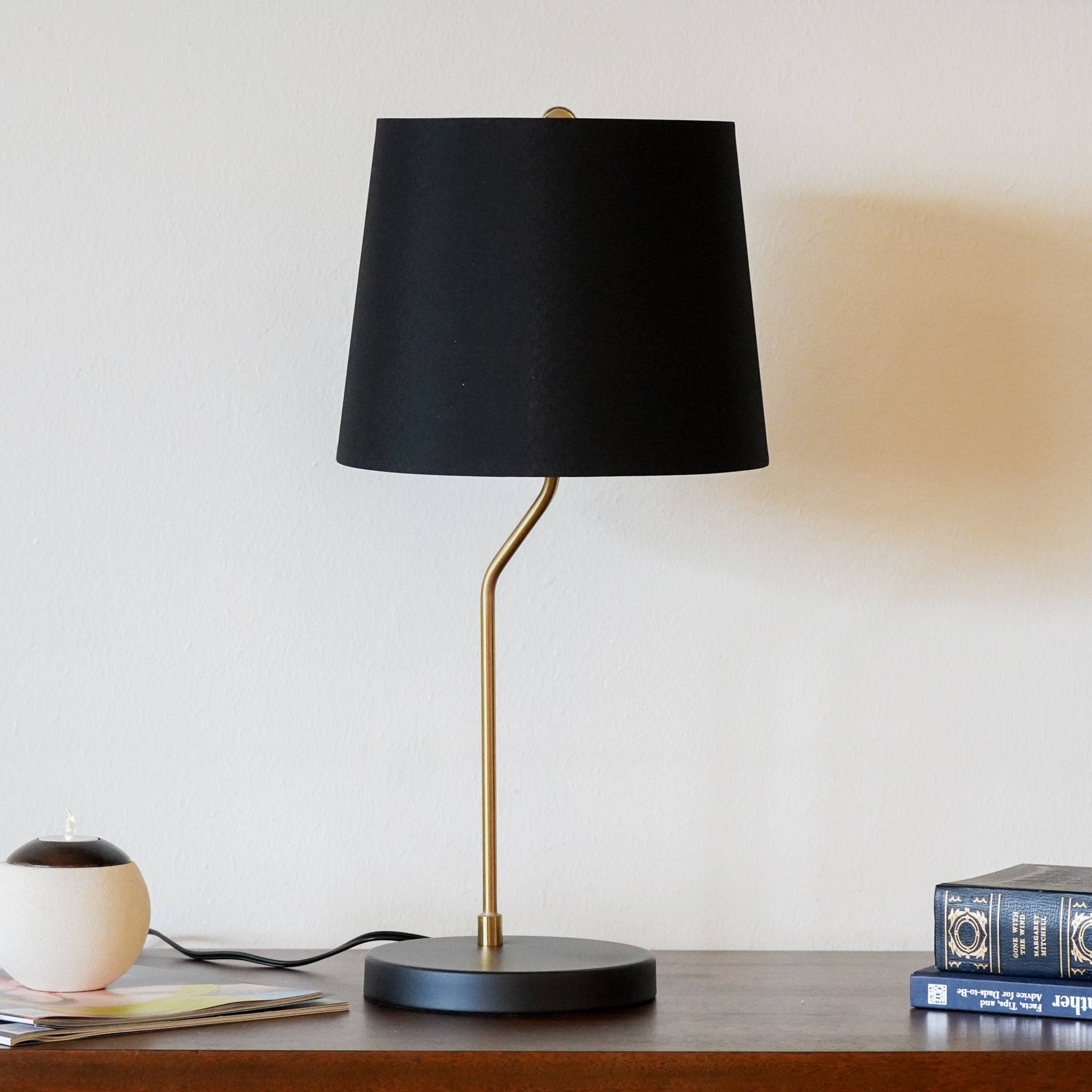 Solstice Table Lamp - Black outer - Gold inner