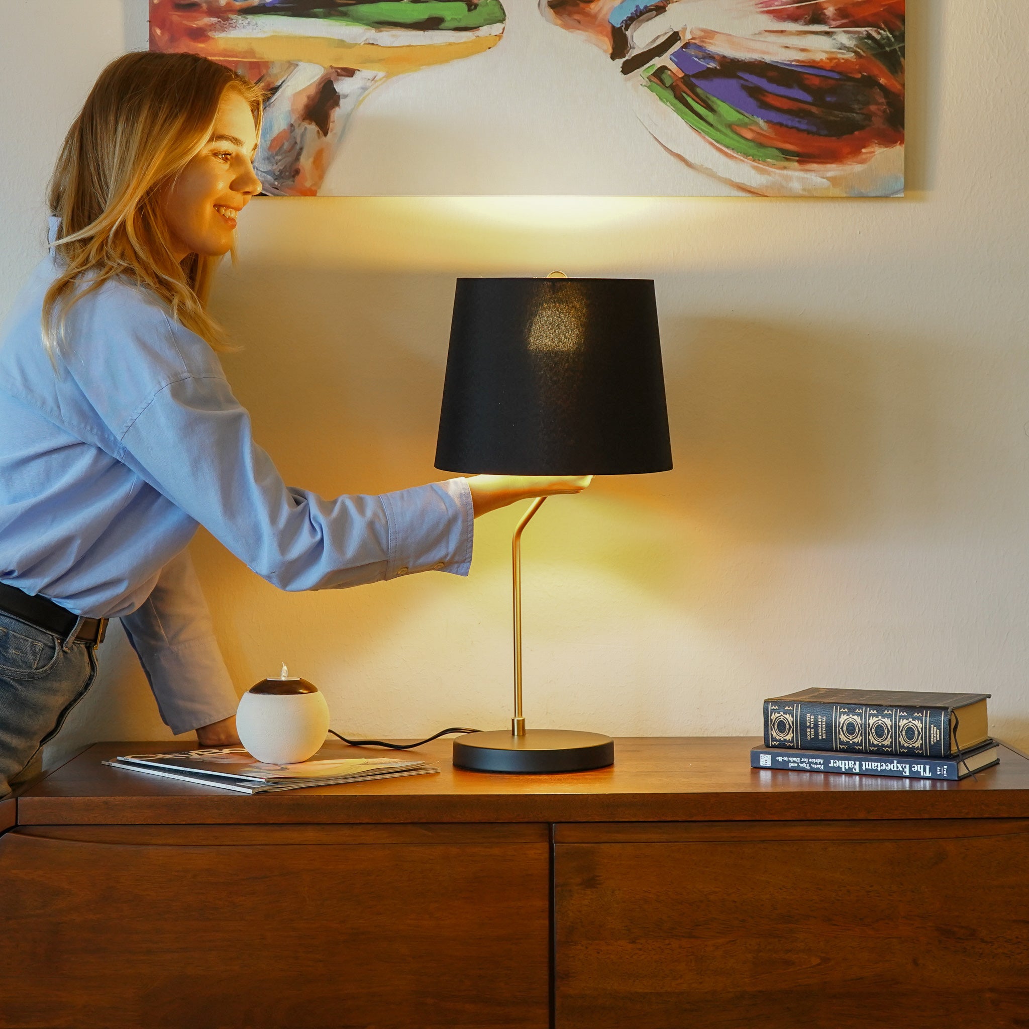 Solstice Table Lamp - Black outer - Gold inner