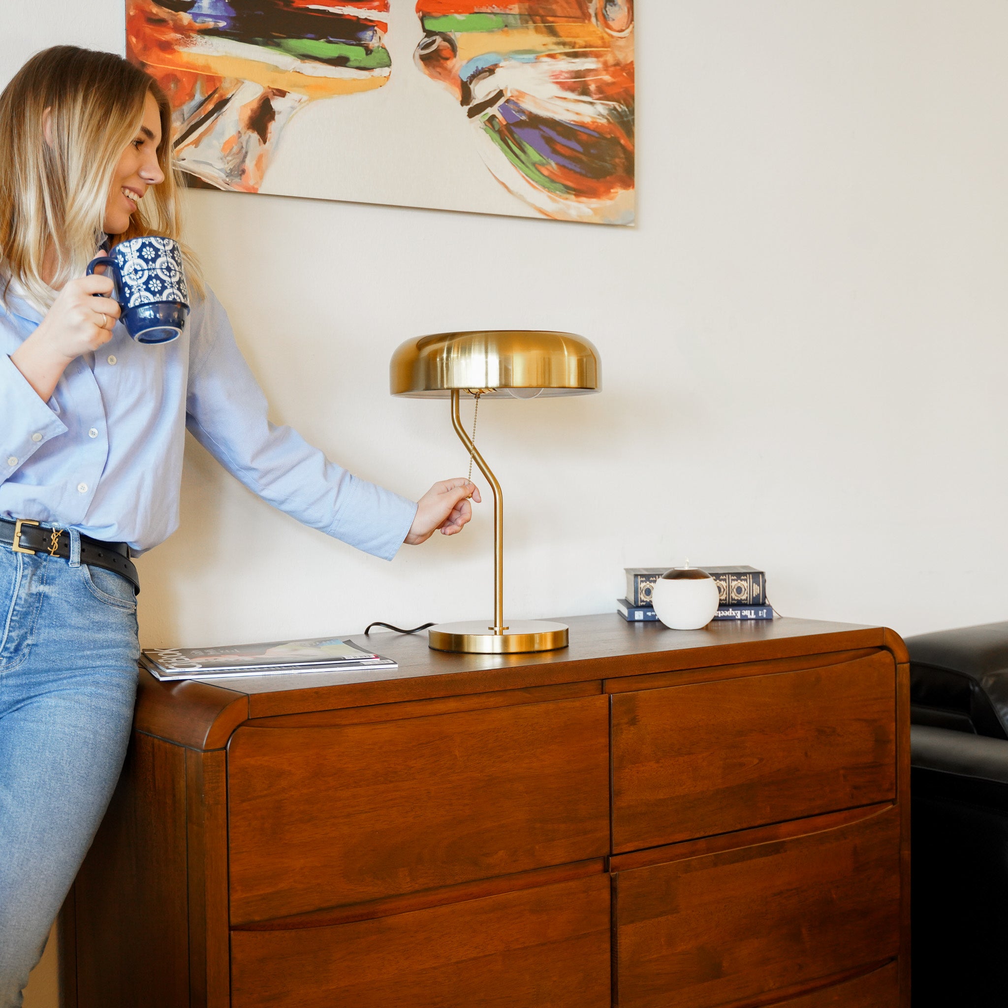 Sonata Table Lamp - Gold outer - White inner
