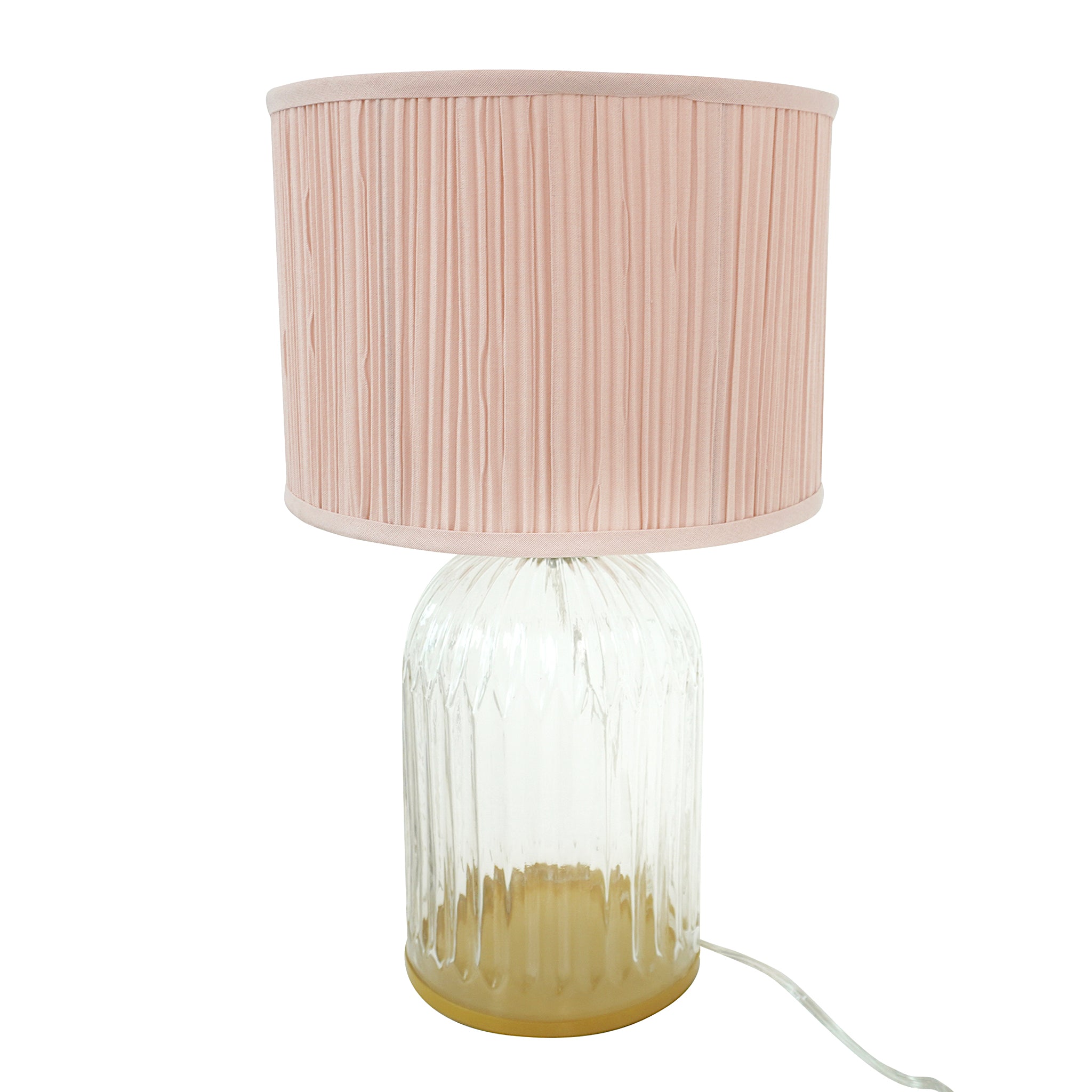 Starlight Gold Glass Table Lamp with Pink Shade