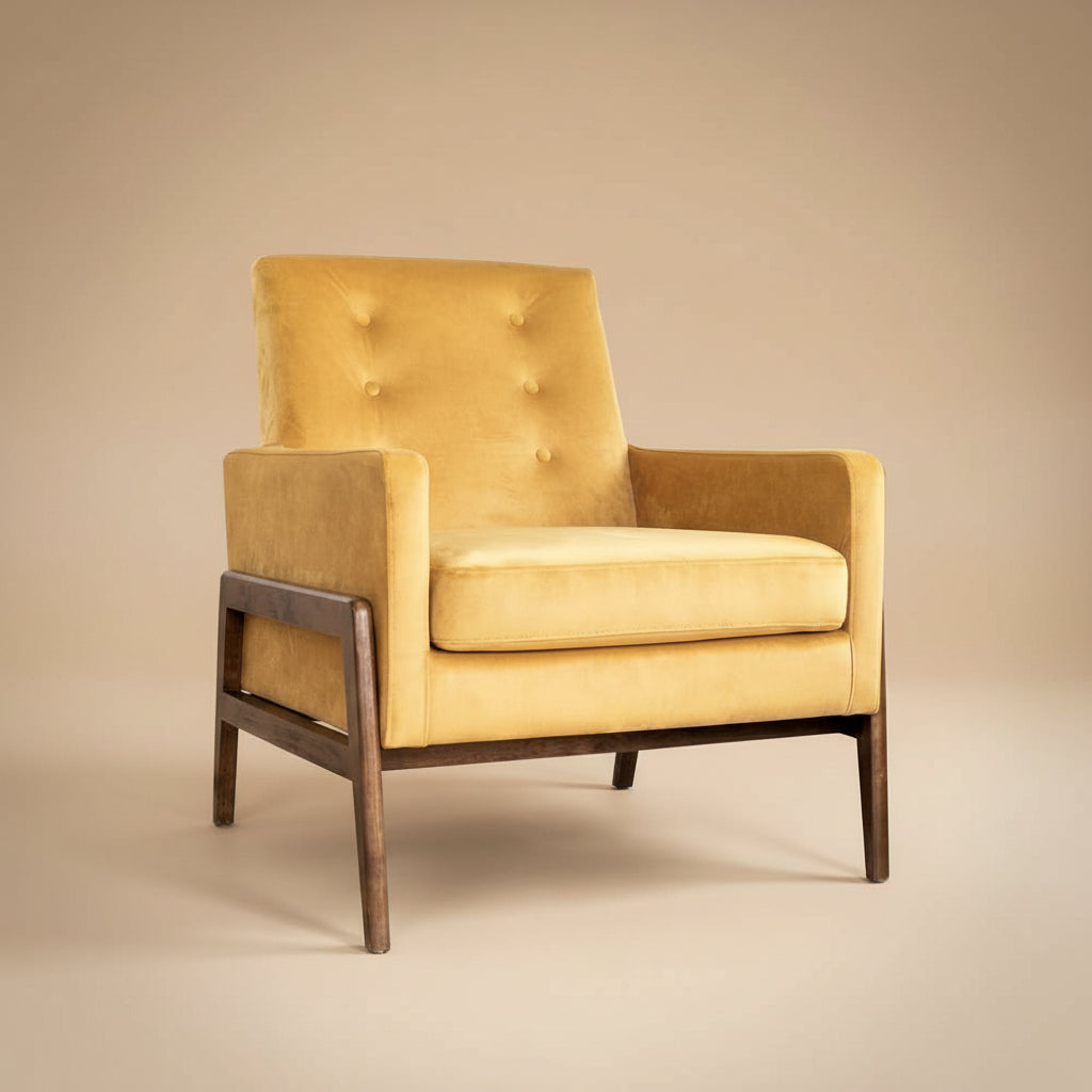 Stella Gold Velvet Lounge Chair | Mid-Century Tufted Seating | MidinMod