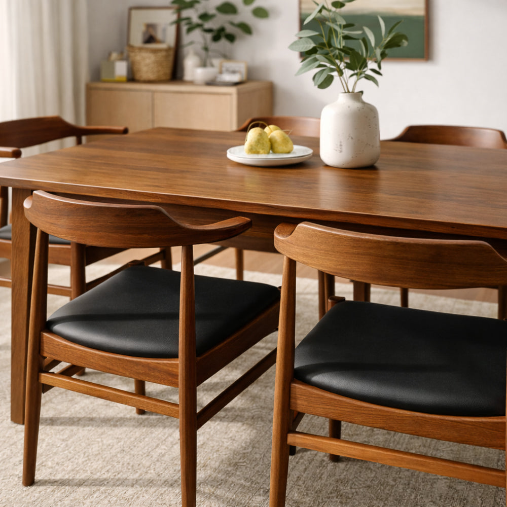 Sterling Modern Black Vegan Leather Dining Chair Set | Scandinavian Design | MidinMod