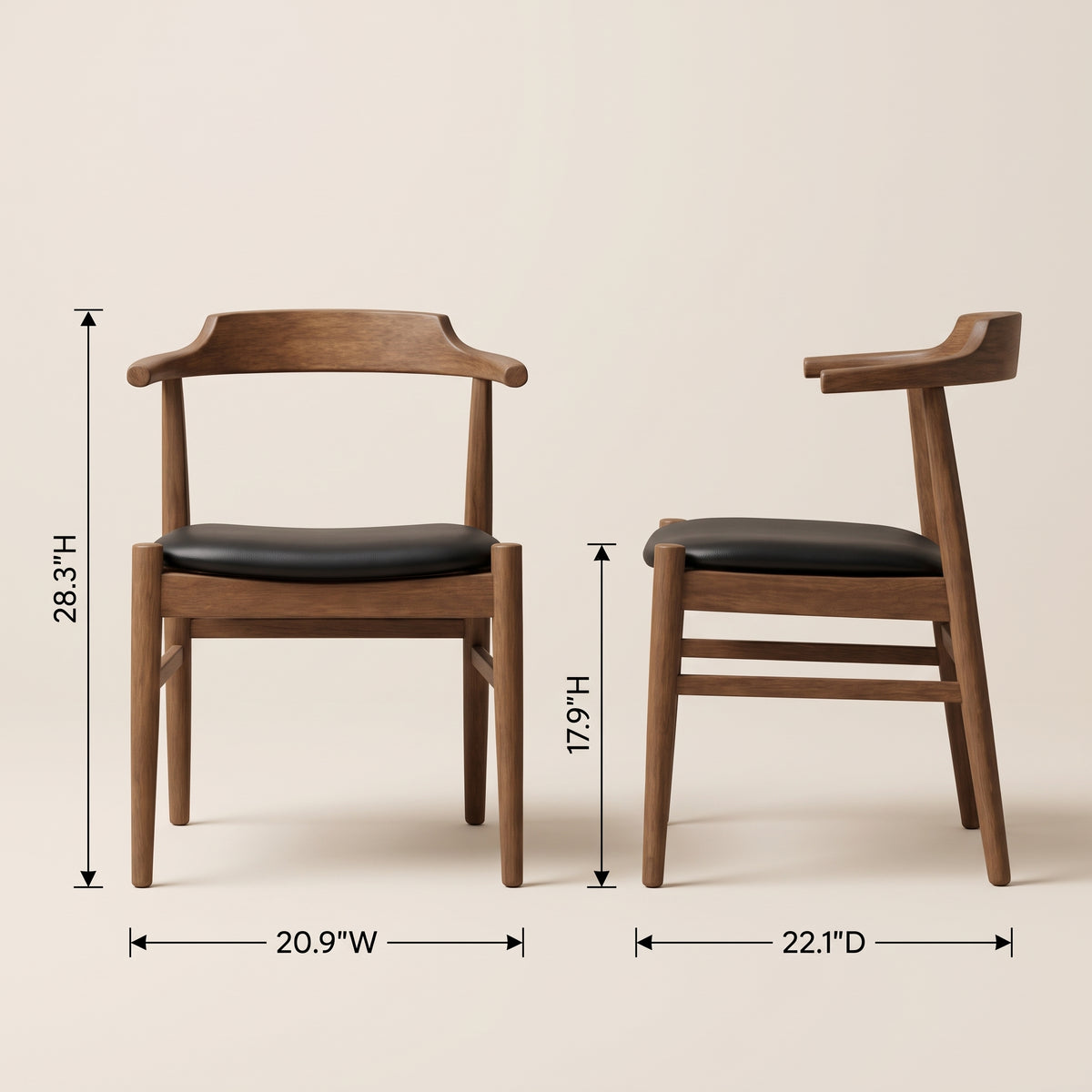 Sterling Modern Black Vegan Leather Dining Chair Set | Scandinavian Design | MidinMod