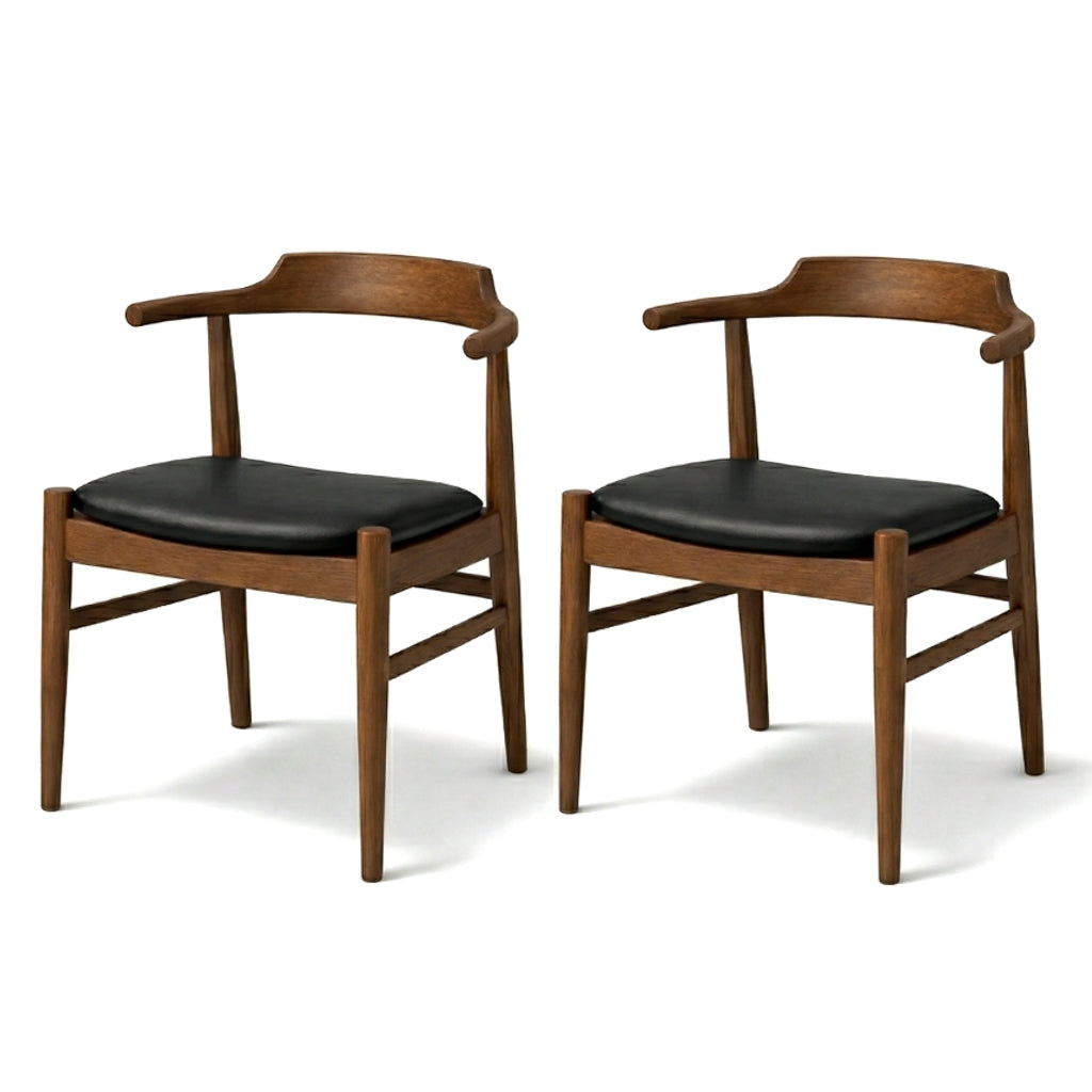 Sterling Modern Black Vegan Leather Dining Chair Set | Scandinavian Design | MidinMod