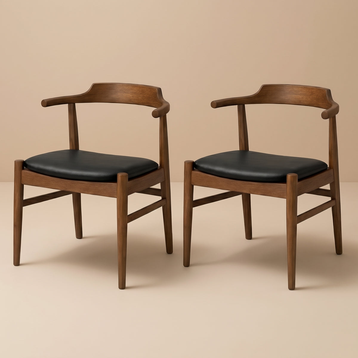 Sterling Modern Black Vegan Leather Dining Chair Set | Scandinavian Design | MidinMod