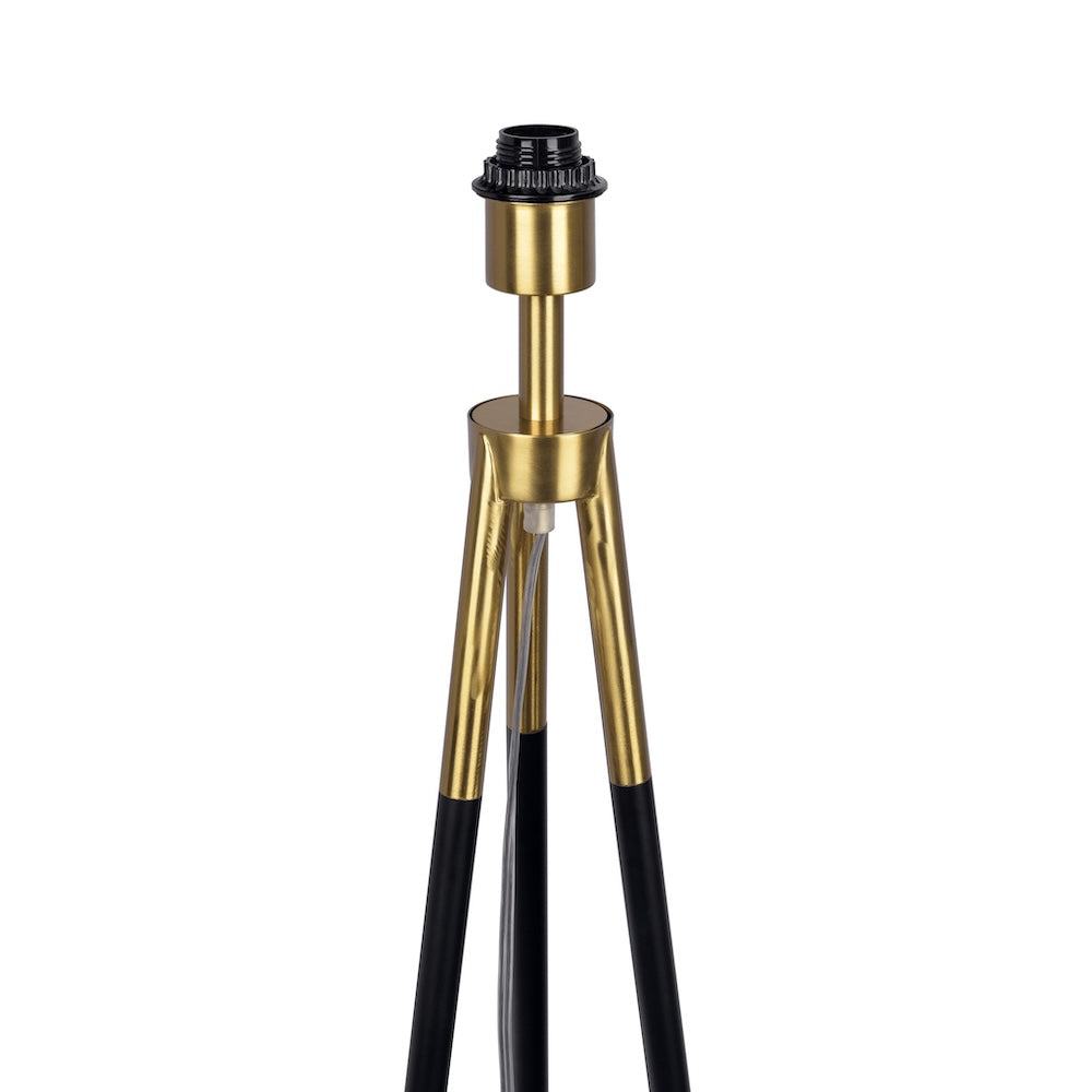 Sway Brassed Gold Floor Lamp with On/Off Switch Triple Legs White Fabric Shade