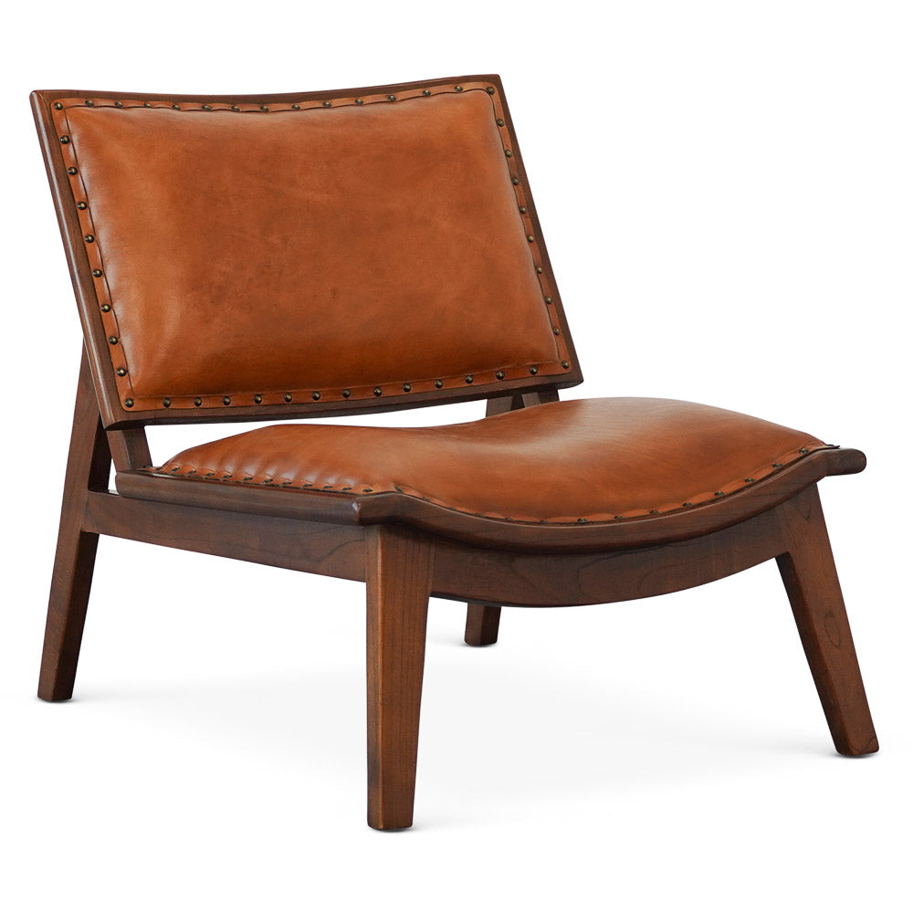 Tator Tan Leather Lounge Chair - MidinMod