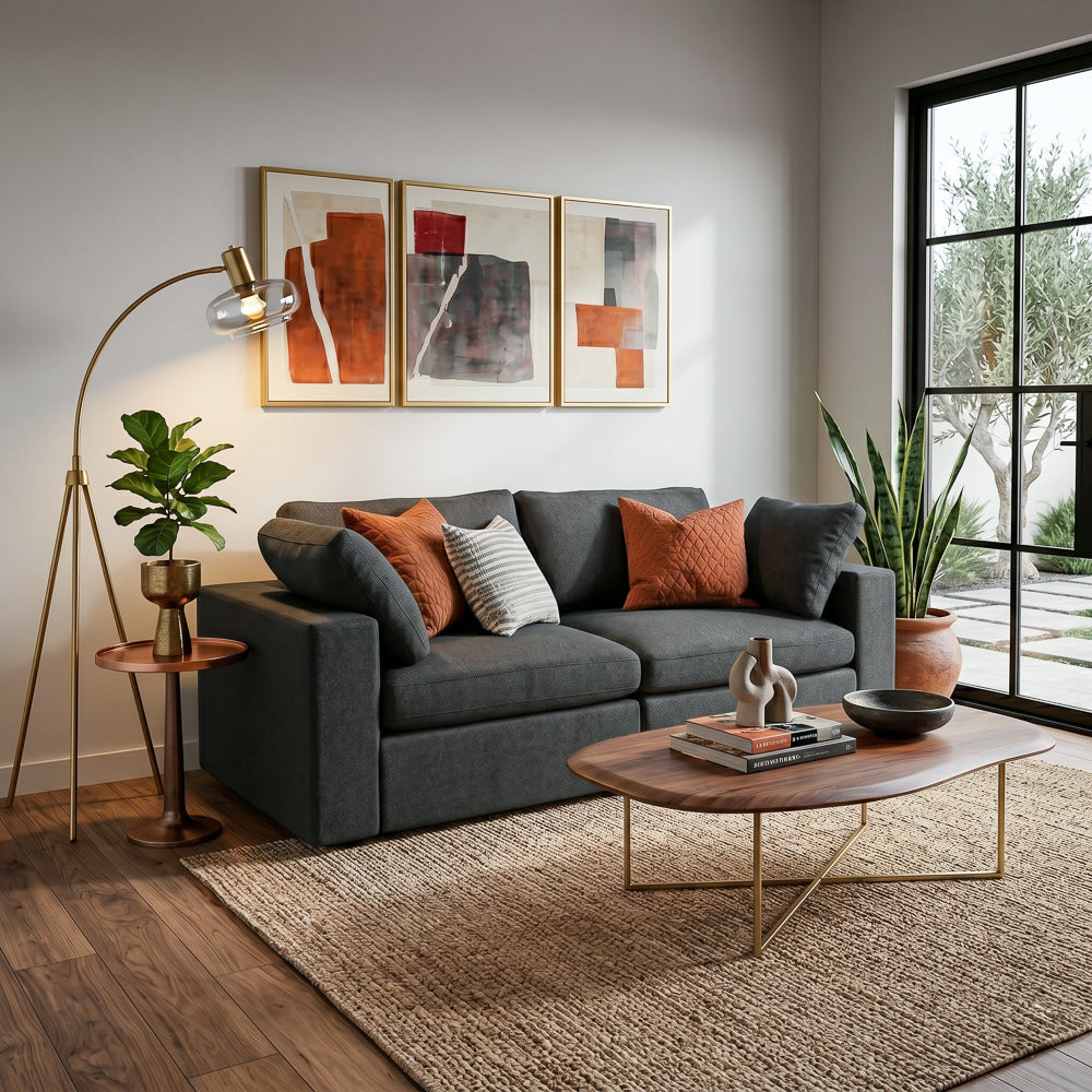 Texas Dark Gray Modern Modular 2-Piece Sofa | MidinMod