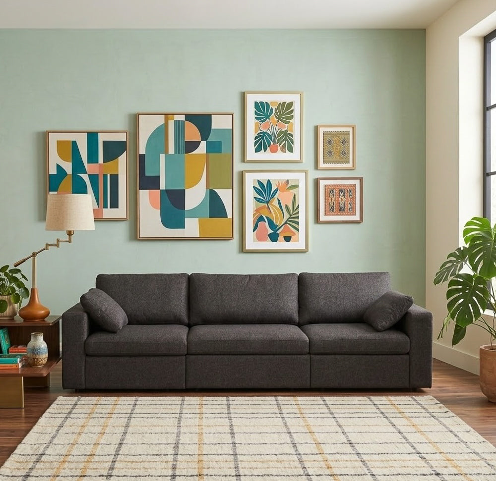 Texas Dark Gray Modern Modular 3-Piece Sofa | MidinMod