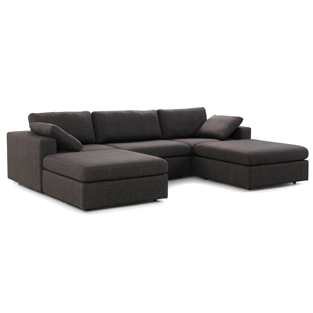 Texas Dark Gray Modern Modular 5-Piece Sofa With Two Ottoman | MidinMod