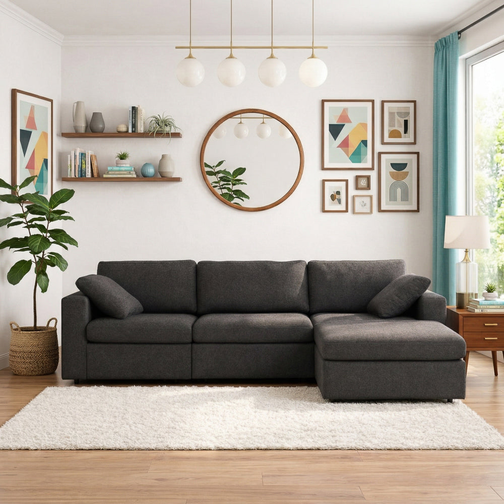 Texas Dark Gray Modern Modular Corner Sectional Sofa | MidinMod