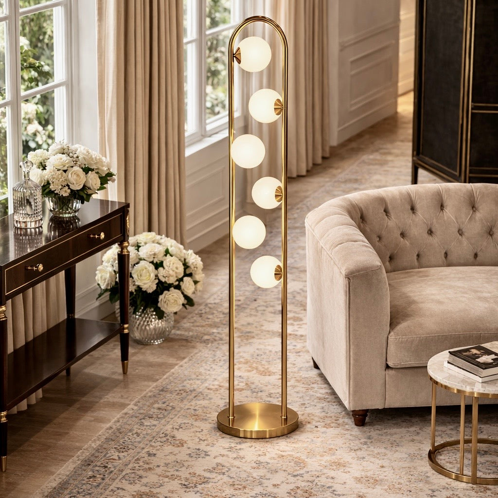 Trance Contemporary Floor Lamp in Sleek Metal with Pure White Shade | MidinMod