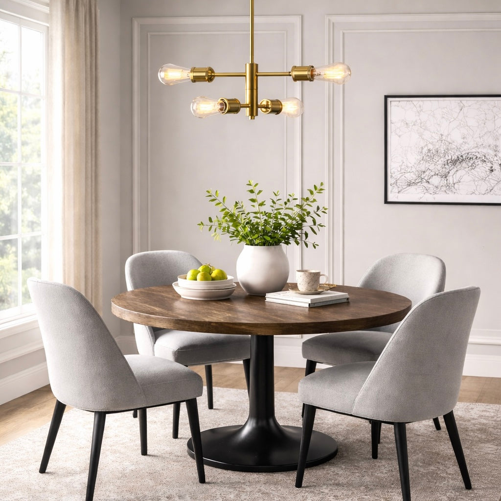 Trellis 4-Light Modern Gold Chandelier | Vintage-Inspired Pendant Fixture | MidinMod