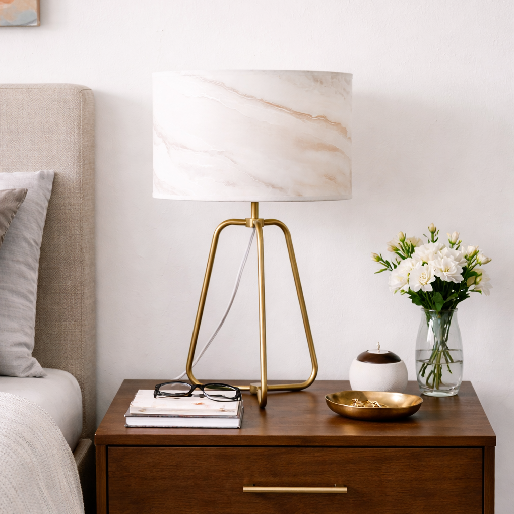 Triton Marble Lampshade Table Lamp - Bronze | MidinMod
