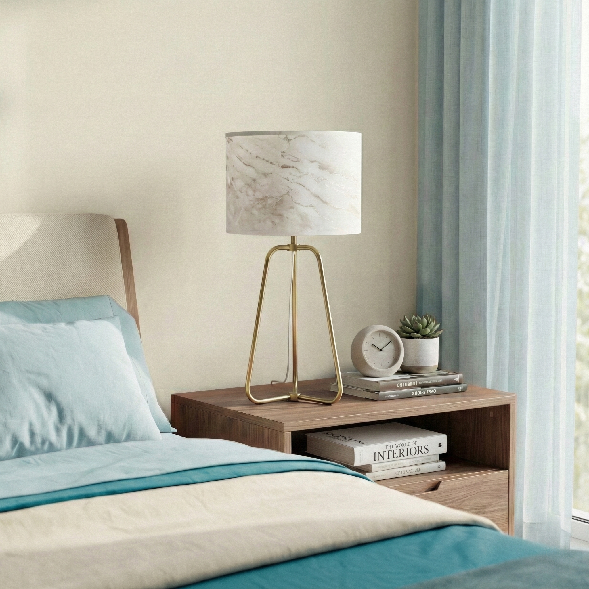 Triton Marble Lampshade Table Lamp - Bronze | MidinMod