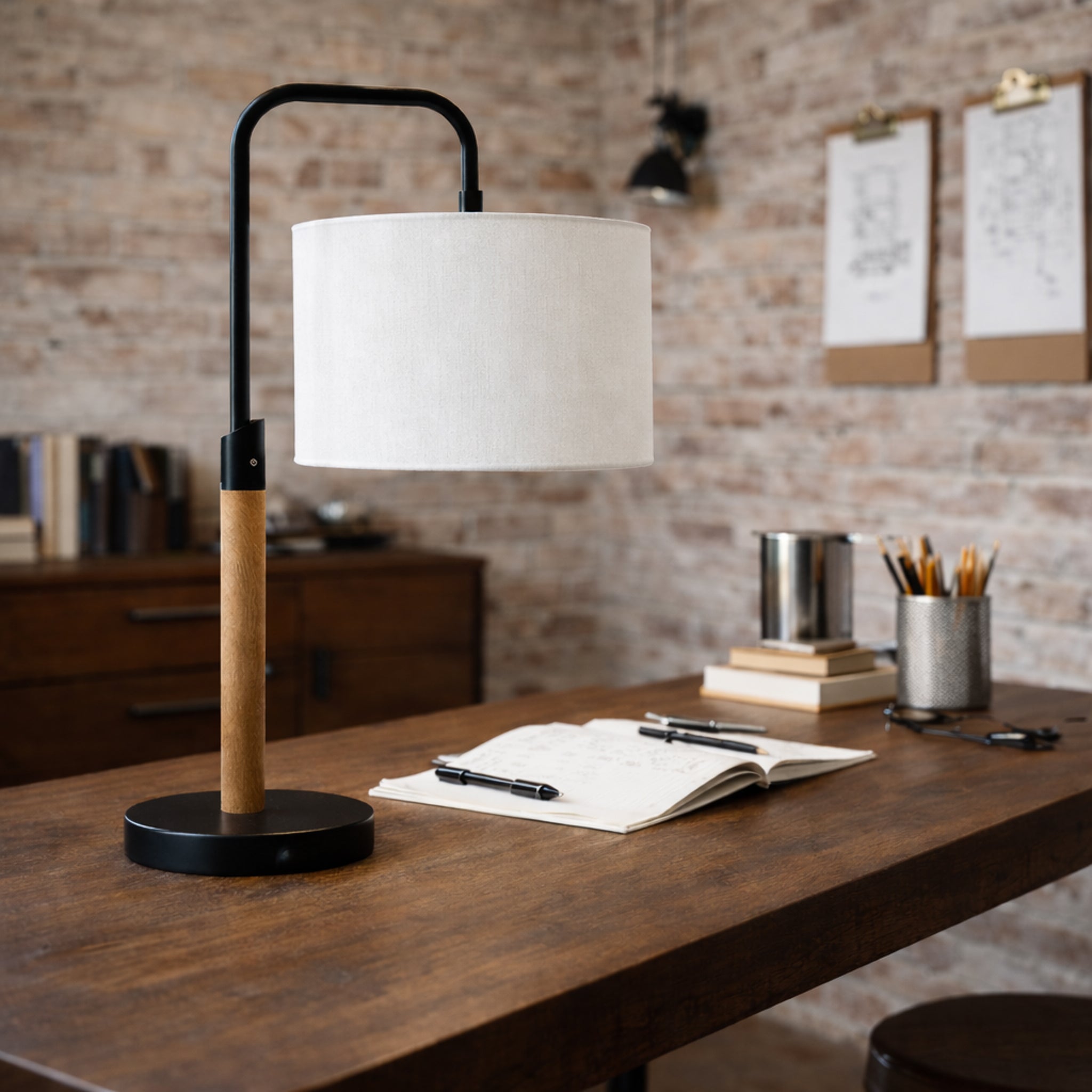 Vesta Table Lamp - Natural - Black | MidinMod
