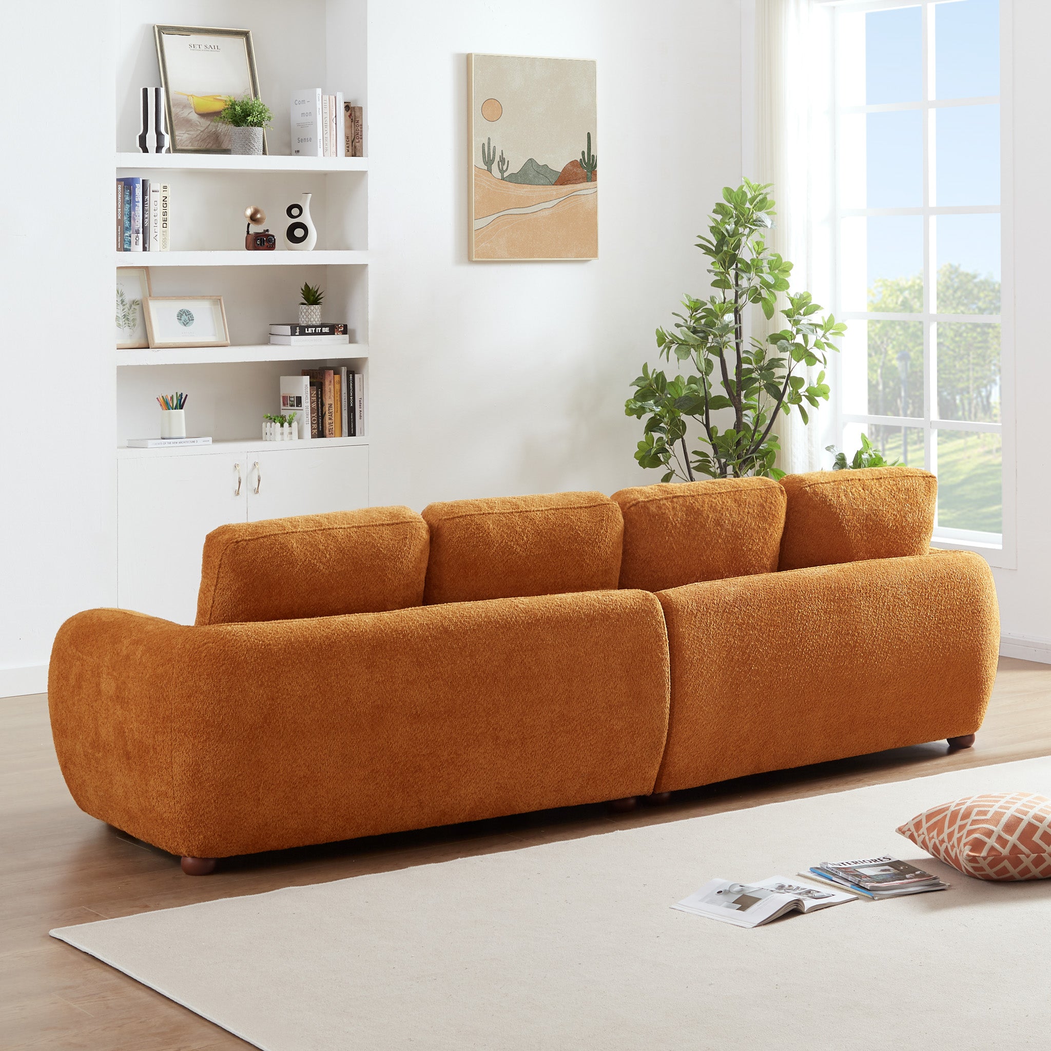 Virgil Burnt Orange Boucle Sofa - MidinMod