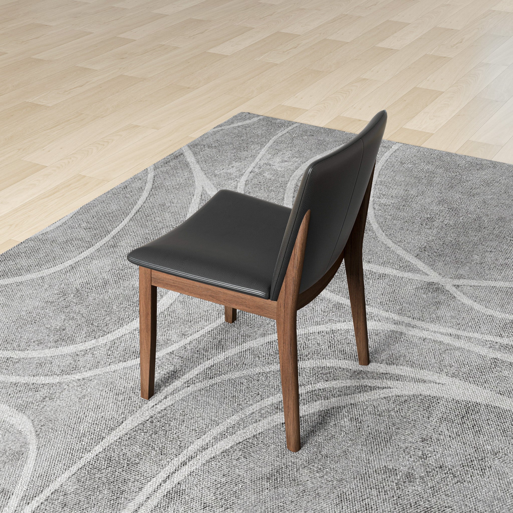 Virginia Mid-Century Modern Scandinavian Dining Chair with Vegan Leather Upholstery - MidinMod